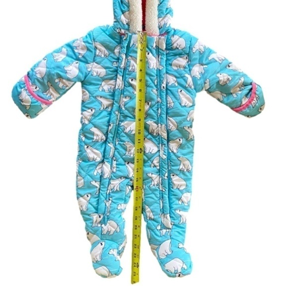 WIPPETTE Infant Hooded Snowsuit Turquoise/Pink Polar Bear Infant Size 9M NWOT - Picture 8 of 12